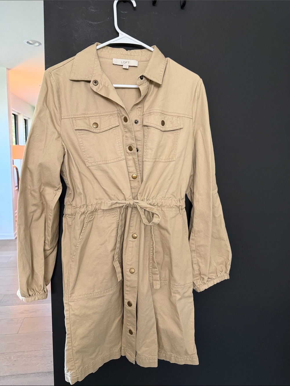 LOFT Khaki Utility Drawstring dress - like new!